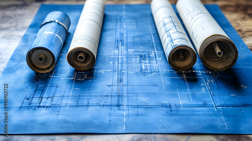 Blueprint rolls and a bluep...