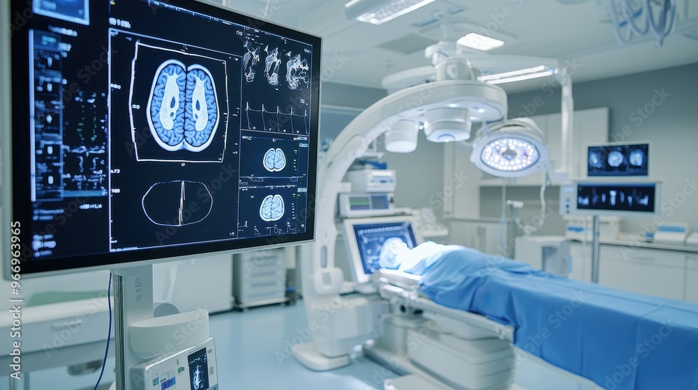 MRI Scan of Human Brain in Modern Operating Room MRI Scan of Human Brain in Modern Operating Room