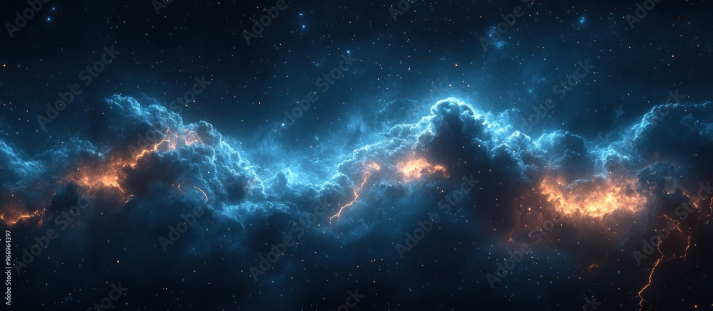 Cosmic Nebula with Glowing Clouds and Stars Cosmic Nebula with Glowing Clouds and Stars