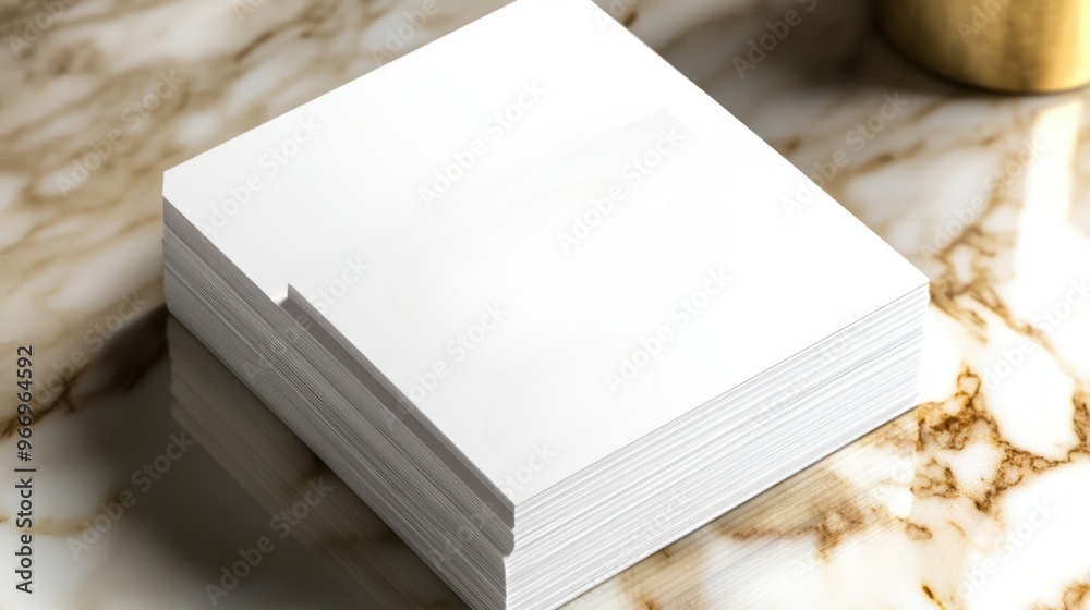Fototapeta premium Stack of Blank Paper on Marble Table.