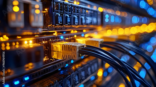 Close-up of network cables ...