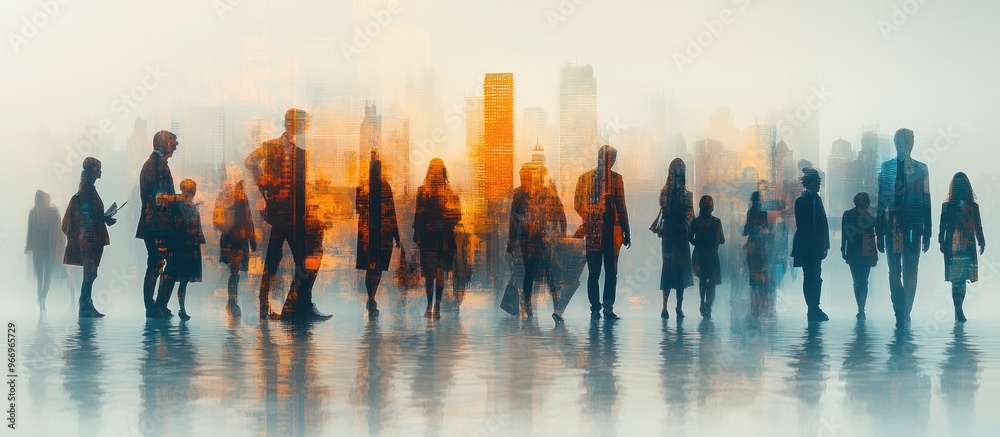 Silhouettes of People in a Cityscape Silhouettes of People in a Cityscape