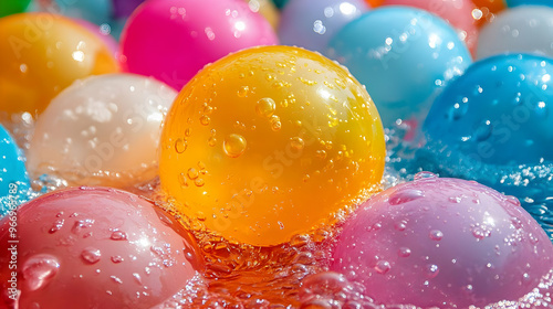 Colorful plastic balls floa...