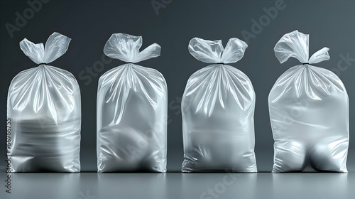 Four tied plastic garbage b...