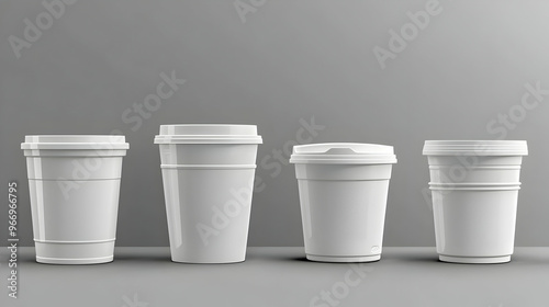 Four white disposable cups ...