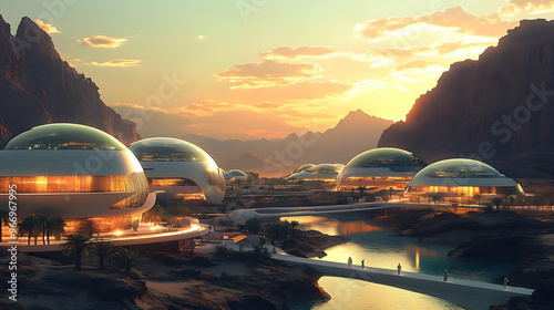 Futuristic landscape featur...
