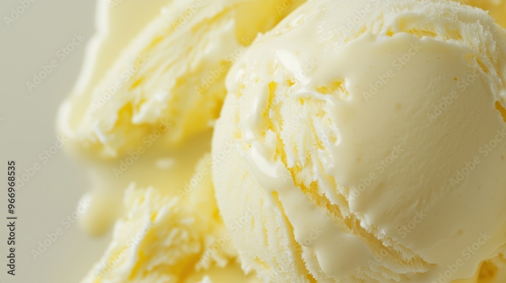 Close up of Creamy Vanilla Ice Cream Scoops Close up of Creamy Vanilla Ice Cream Scoops