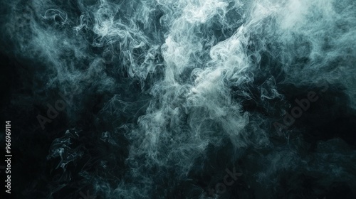 Spooky Halloween background with real smoke exploding outwardly from a void, thick fog swirling dramatically, creating a chilling and mysterious effect