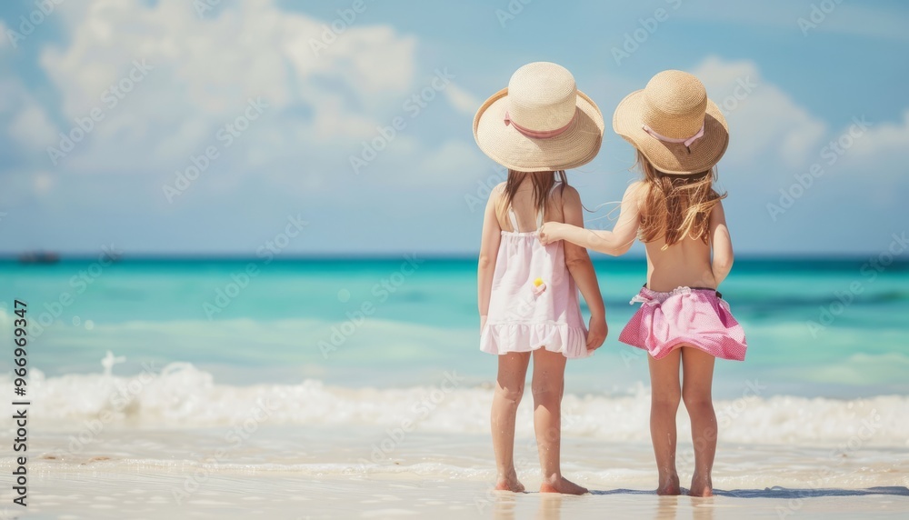 Sandy Smiles: Sweet Little Girls Enjoying Summer Sun at the Beach