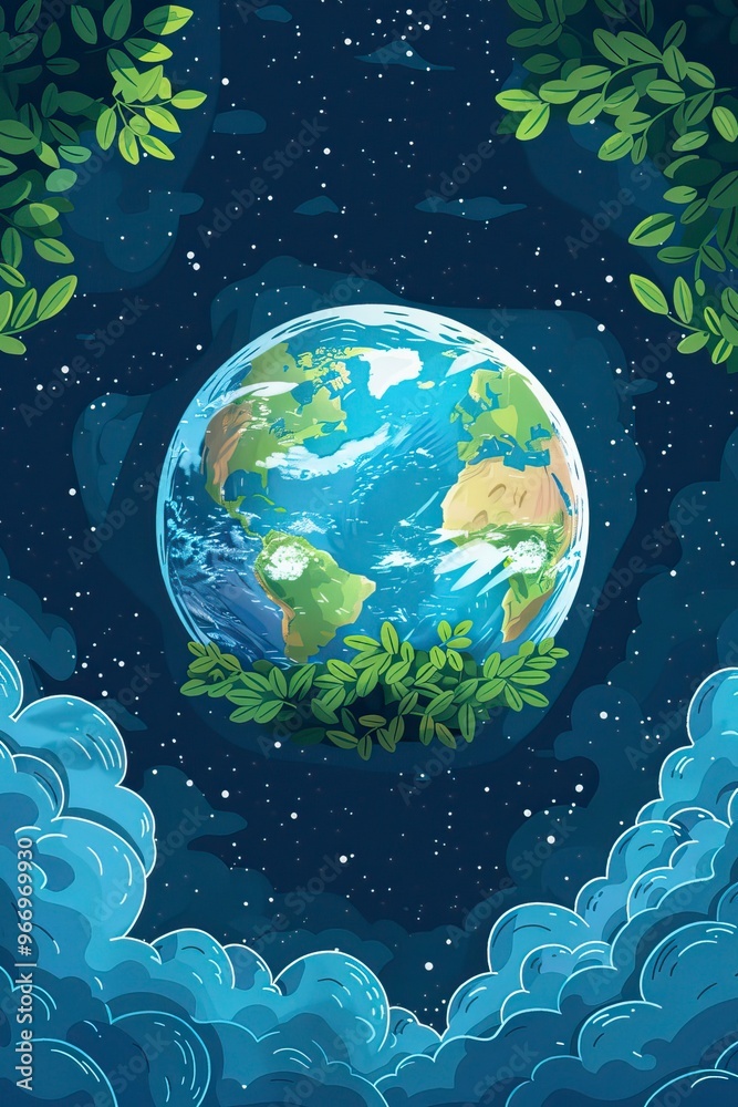 Naklejka premium Hand drawn world ozone day background