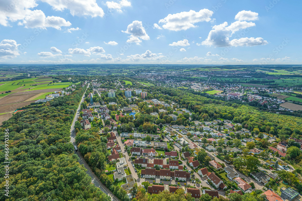 Luftaufnahme des Donauwörther Stadtteil Parkstadt Luftaufnahme des Donauwörther Stadtteil Parkstadt