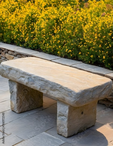 bench in the garden, stone bench