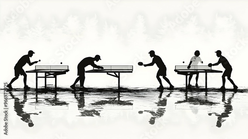 Silhouettes of people playi...