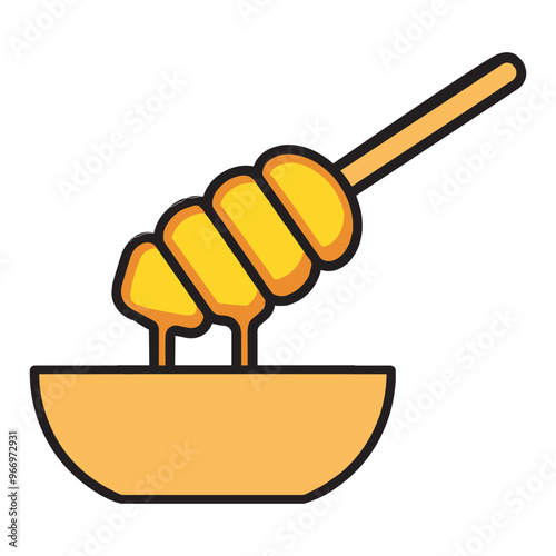 Honey Spoon isolated Clipart - Bee Honey  Clipart - Honey Dipper Vector Illustration