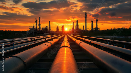Sunset over industrial pipe...