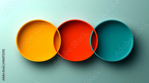 Three colorful circular pla...