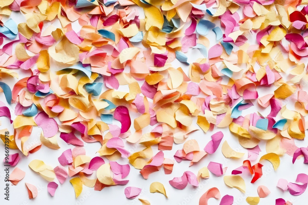 Colorful paper petals designed as a playful confetti backdrop. Colorful paper petals designed as a playful confetti backdrop.
