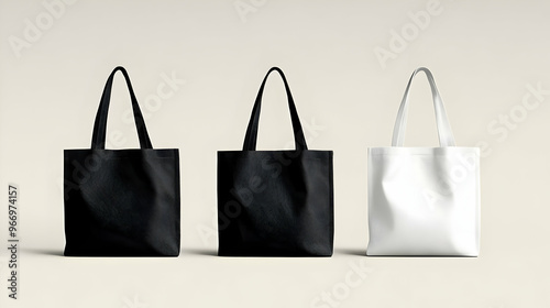 Three tote bags in black an...