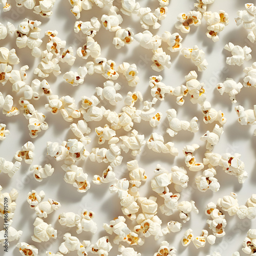 An AI generated white popcorns, pattern with white flowers