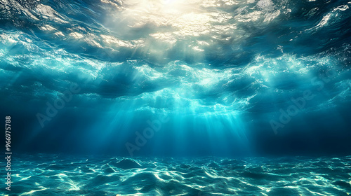 Underwater scene with sunli...