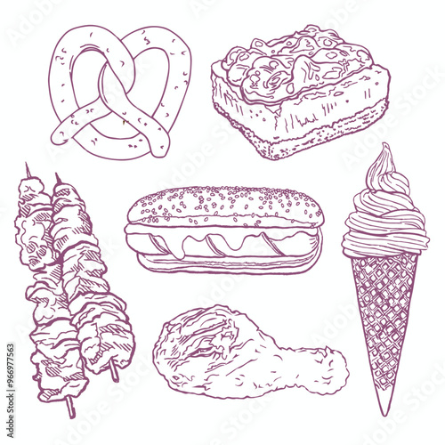 hand drawn food set Sketch