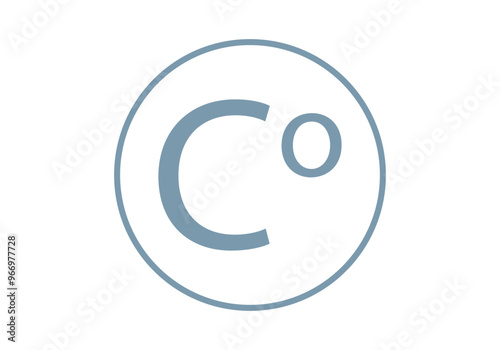 Icono azul de grados centígrados de temperatura