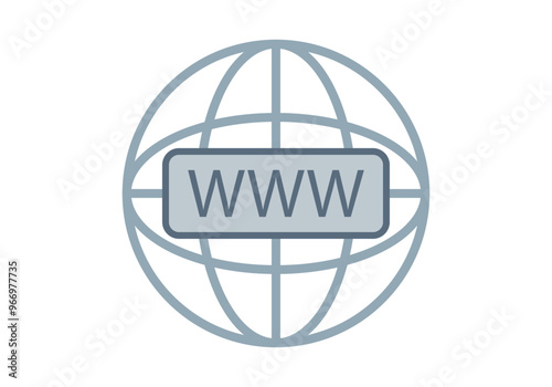 Icono azul grisáceo de internet con tres w de pagina web