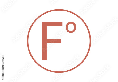 Icono rojo de grados Fahrenheit de temperatura
