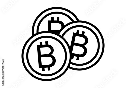 Icono negro de criptomonedas bitcoin apiladas