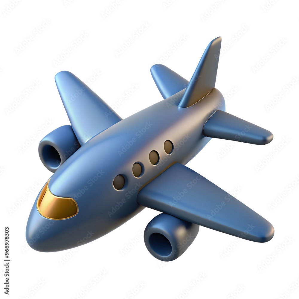 Private jet 3D render icon isolated on white background Private jet 3D render icon isolated on white background