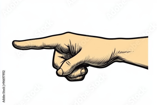 Graphic representation of a hand directing attention to the left. photo