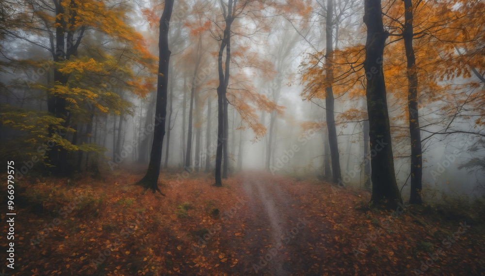 ground road in forest in the autumn season, beautiful nature, rainy weather, cloudy ground road in forest in the autumn season, beautiful nature, rainy weather, cloudy