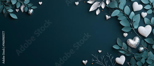 A beautiful floral design with teal color and hearts