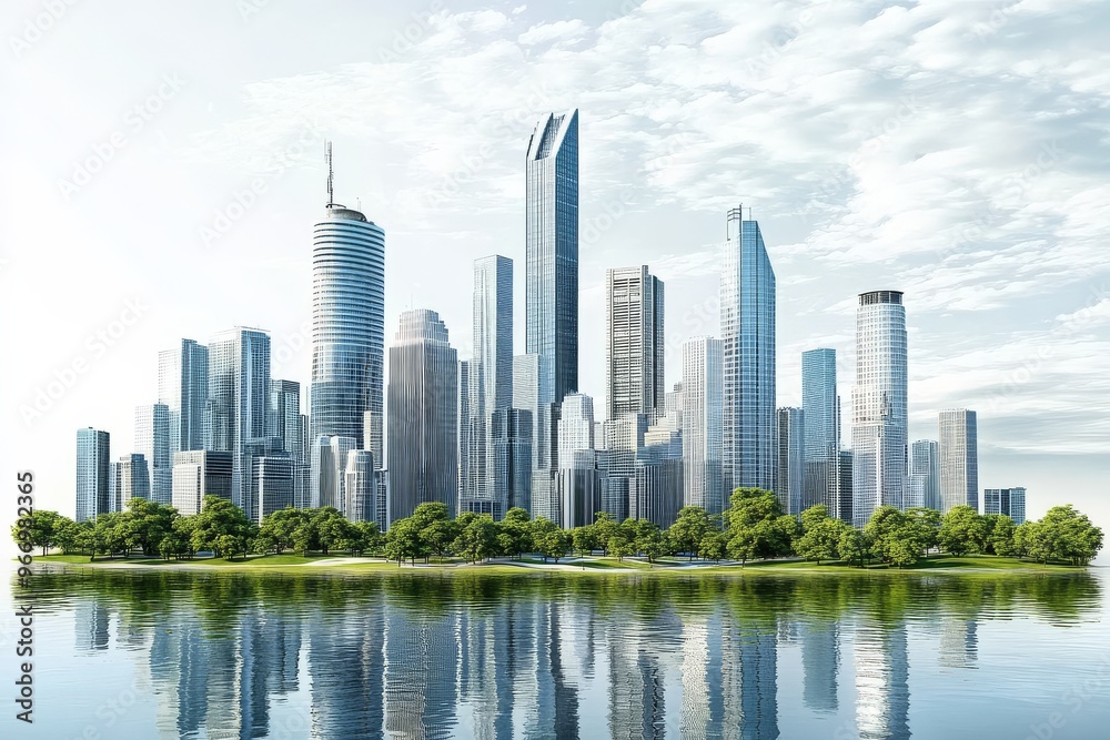 Fototapeta premium Sleek modern architecture defining the metropolitan horizon.