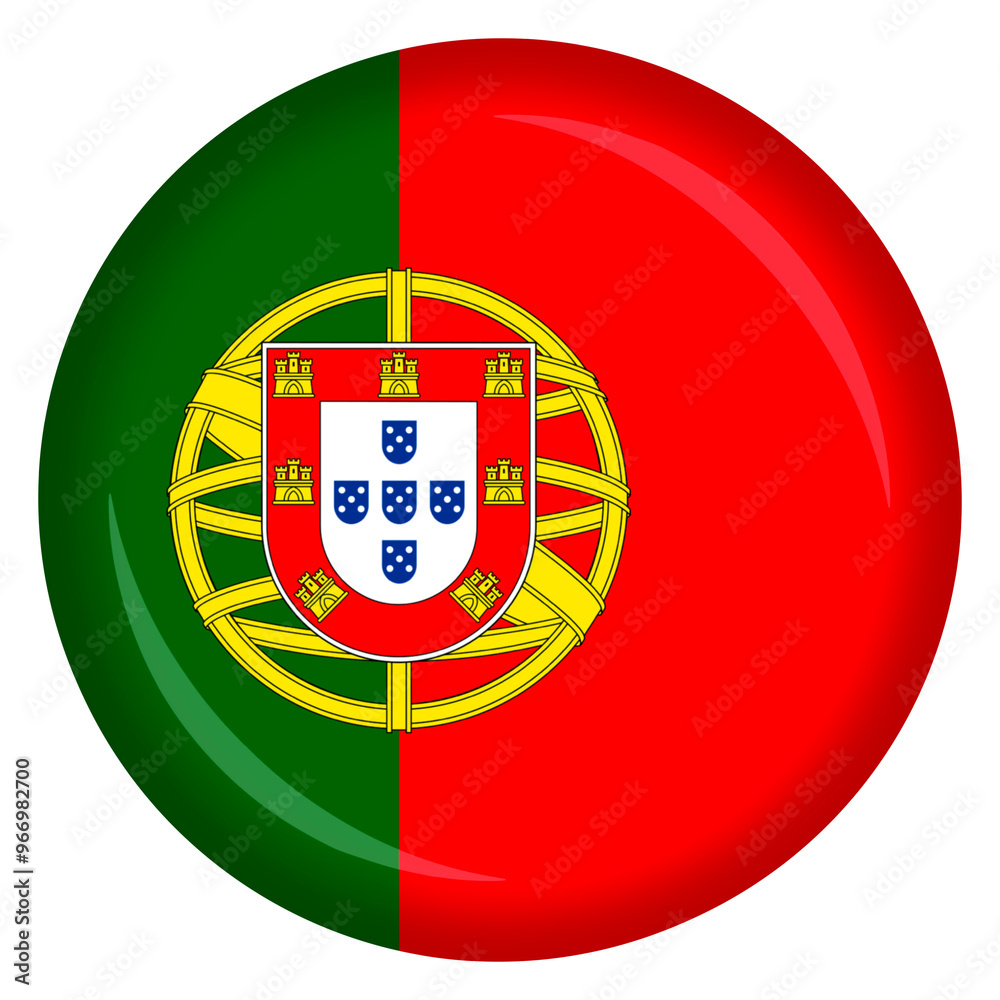 Obraz premium Portugal flag circle pin and badge