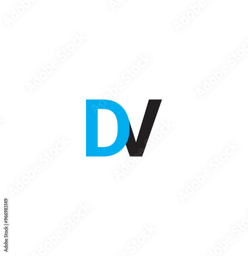 Vector logo of V initial letter design in blue and black style. Can be used as Logo, Brands,Mascot.