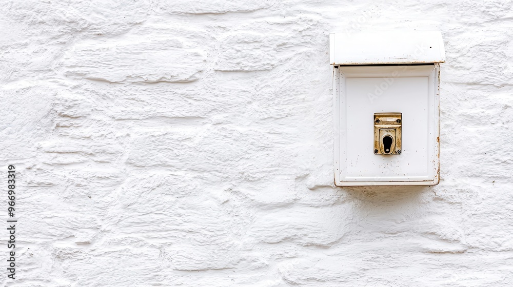 White Mailbox on White Textured Wall White Mailbox on White Textured Wall