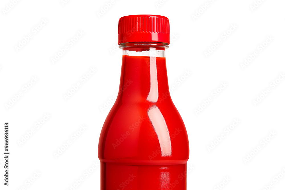 Red ketchup bottle isolated on white transparent background, Red ketchup bottle isolated on white transparent background,