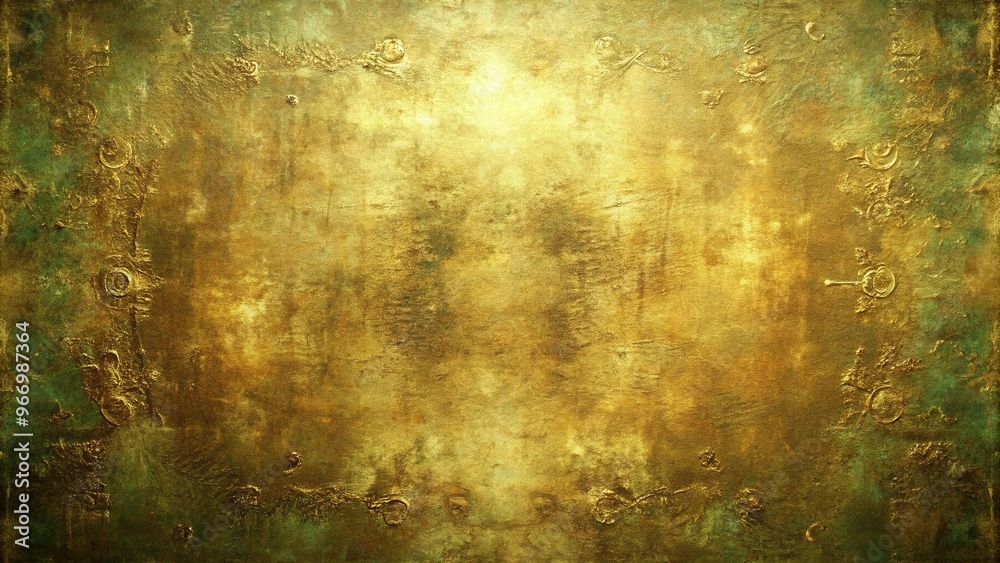 Obraz premium Symmetrical tarnished gold texture with greenish undertones simulating an antique and weathered look