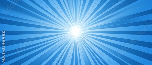 Blue background with radiating rays, vector illustration. Vector flat style illustration of blue abstract