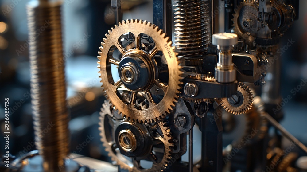 An elaborate reciprocator mechanism featuring complex gears and levers highlights the artistry of precision engineering in a workshop setting. An elaborate reciprocator mechanism featuring complex gears and levers highlights the artistry of precision engineering in a workshop setting.