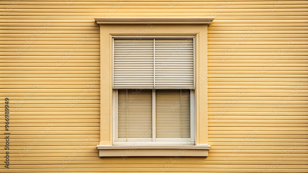 Symmetrical window with blinds on cream colored house Symmetrical window with blinds on cream colored house
