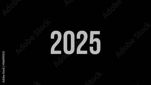 2024 to 2025 minimalist with effect glitch and background black screen	
