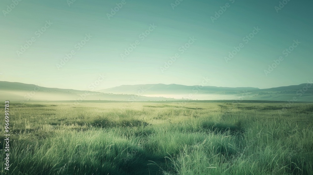 A serene landscape with a vast, clear sky stretches out A serene landscape with a vast, clear sky stretches out