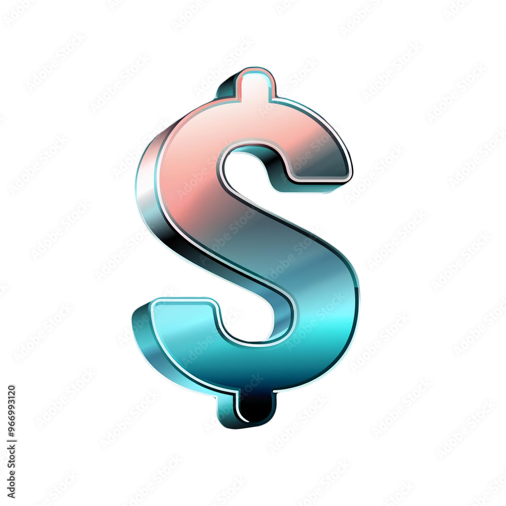 Sleek 3D metallic dollar sign icon, isolated with a uniform metal backdrop Sleek 3D metallic dollar sign icon, isolated with a uniform metal backdrop