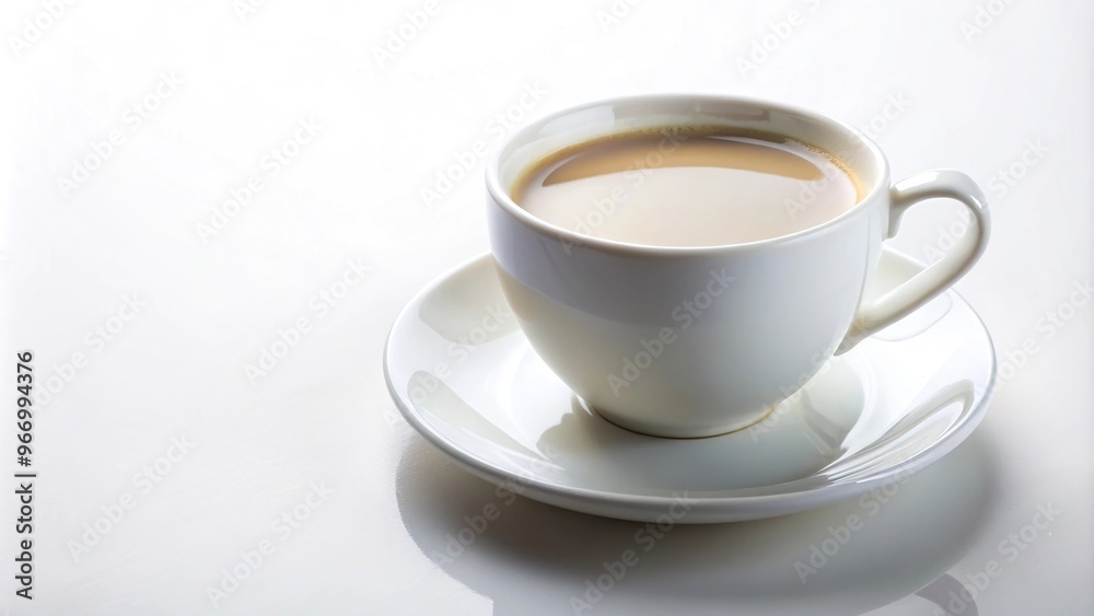 Tea and coffee with milk on white background Tea and coffee with milk on white background