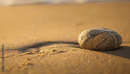 Tranquility in Detail: A Stone in the Sand at Beach