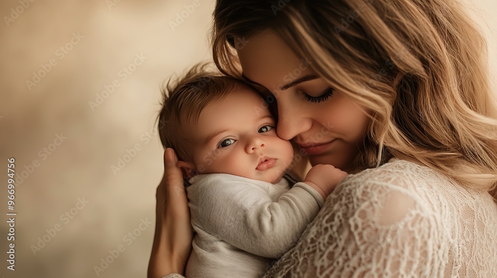 Tender mother holding her newborn baby Tender mother holding her newborn baby