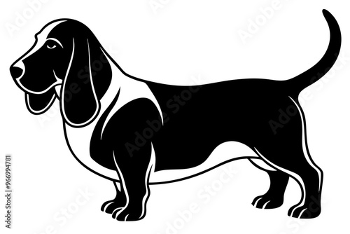 Basset Hound silhouette vector illustration