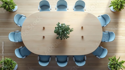 Virtual meeting flat design top view conference 3D render Splitcomplementary color scheme photo